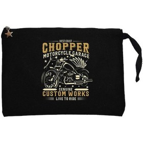 Resim West Coast Chopper Motorcycle Siyah Clutch Cüzdan / El Çantası Siyah 