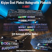 Resim 2 Adet Kişiye Özel Holografik Yazılı Piano Black Pleksi Oto Plaka 