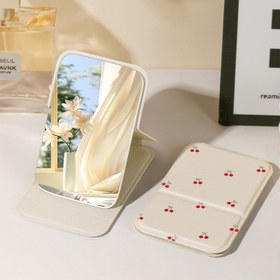 Resim Kırmızı Kiraz Aynası Makyaj Aynası Katlanabilir Sevimli Yüksek Güzellik Masaüstü Öğrenci Yurdu Makyaj Aynası Tam Paket Anti Düşme 