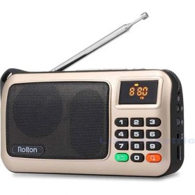 Resim Ganbao Altın Rolton W405 Dijital Taşınabilir Mini Mp3 Çalma Taşınabilir Fm Radyo Müzik Çalar Hoparlör Tf USB El Feneri ile Para Doğrulayın (Yurt Dışından) 