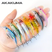 Resim AKAKUMA 8'li Çok Renkli Batan Minnow Balıkçılık Yemleri, 6.7cm/6.3g, Gerçekçi Ölçek Deseni, Tatlısu ve Tuzlu Su Balıkçılığı için Uzun Atış Yemleri, Üçlü Kancalı ABS Malzeme, Balıkçılık Ekipmanı 