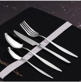 Resim Serenk Milano Çelik Çatal Kaşık Bıçak Takımı 24 Parça Gümüş 