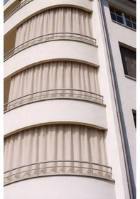 Resim Lüks 1.sınıf Su Geçirmez Düz Bej Renk Balkon Perdesi Üst Kornişli Yan Ve Alt Bağcıklı Bej - Krem 