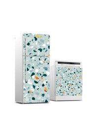 Resim Buzdolabı Ve Bulaşık Makinası Beyaz Eşya Sticker Kaplama Terrazzo 