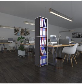 Resim Kenzlife Klasörlük Raflı Kutadgu Gri 175 40 30 Kitaplık Ofis Arkalıksız Çok Renkli 