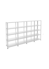 Resim 5 Katlı 4'lü Galvaniz Çelik Raf - Depo, Arşiv, Kiler, Dosya, Market Rafı 31x75 Cm-200 Cm-0.70 Mm 