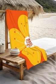 Resim Dijital Baskı Plaj Deniz Havlusu Çiçek Desenli Peştamal HVL0182 