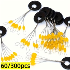 Resim 60/300 Yumuşak Silikon Şamandıra Durdurucu Boncuk - Siyah Kapaklı Sarı, Küresel Ağırlıksız Batırıcı, Şamandıra, Olta İpi ve Kancası İçin Uygun, Dayanıklı Takılma Önleyici Tasarım, Tatlı Su ve Tuzlu Su Balıkçılığı İçin Uygun 