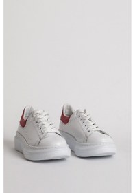 Resim Dericlub 04024 Gerçek Deri Kadın Spor Ayakkabı Beyaz - Kırmızı 