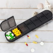Resim 1 adet Taşınabilir Haftalık Hap Düzenleyici, 7 Gün İçin Büyük Kapasiteli İlaç Saklama Kutusu, Günlük Kullanım İçin Mühürlü Vitamin Dağıtıcısı, Uzun 