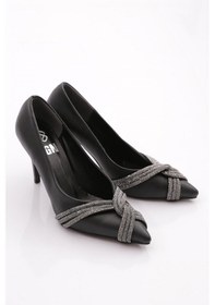 Resim Dgn Ysf-06 Kadin Silver Taşli Burgu Bantli Abiye Ayakkabi YSF-06-1563-R1534 Siyah 