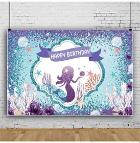 Resim Denizkızı Mutlu Doğum Günü Zemin Banner Arka Plan Çocuklar Vinil Dekorasyon C - 210 - 150 Cm 