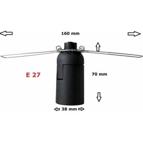 Resim Conana E27 Duylu 2 Metre Arapuarlı (Aç Kapat Anahtar) Yaylı Duy (2x0,50) (Siyah) 65W 