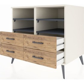 Resim Kronos Şifonyer 4 Raflı 4 Çekmeceli 88x59x80 Aytaşı-antrasit/çam Antrasit/çam 