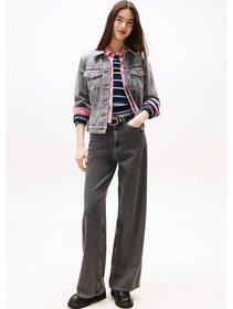 Resim Kadın Rahat Kalıp Çok Cepli Jean Ceket - Eskitme Gri Denim Grey 