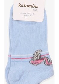 Resim Katamino Breeze Kız Çocuk Patik Çorap Flamingo Desenli Açık Mavi (1-2-9-10 Yaş) 