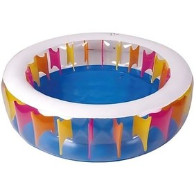 Resim Altis A-060 Pencereli Renkli Kristal Şişme Havuz 190x50 Gökkuşağı Desen Çok Renkli 