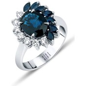 Resim Yelpaze Safir Yüzük - Beyaz Altın 