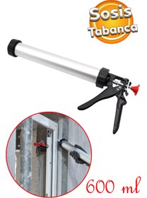 Resim Badem10 Sosis Silikon Tabancası Alüminyum 600 ml Yapıştırma Dolgu Sosis Kartuşu Sıkma Slikon Standart 