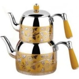 Resim Özkent Armine Orta Boy Yaldızlı Çaydanlık Sarı 