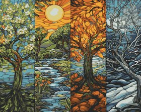 Resim Sayılarla Boyama Seti - Dört Mevsim - 80x100 