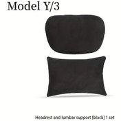 Resim Xuweiwei Tesla Model Y/3 Başlık Ve Bel Desteği Yastığı Siyah Headrest Set Konforlu Araç İç Aksesuar 