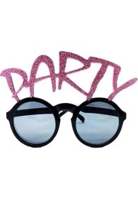 Resim Kuzgun Ticaret Party Yazılı Simli Pembe Renk Parti Gözlüğü 15X7 cm - Lisinya 