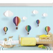 Resim 3 Boyutlu Balonlar Ve Bulutlar Duvar Kağıdı 