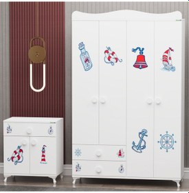 Resim Yıldız 4 Kapaklı Dolap Ve Kapaklı Şifonyer - Denizci 
