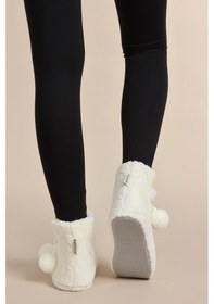 Resim Kadın Panduf Kışlık Ev Botu Ev Ayakkabısı Su Yolu Velsoft Sessiz Taban Ekru 