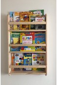 Resim OlcayAksesuar Doğal Ahşap Rengi Ahşap Montessori Ahşap Duvar Rafı Dekoratif Raf 90 cm 