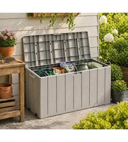 Resim Csb Store 270 L Bahçe Depolama Sandığı Kilitli Plastik Çok Amaçlı Dış Mekan Sandık 117,5X45X56 cm 