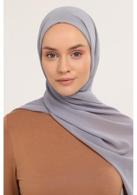 Resim Hazır Pratik Lüks Boru Boneli Şifon Şal Gri 
