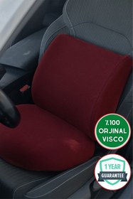 Resim Viscomina Araç Uyumlu Bel Minderi Ve Araç Simit Tipi Oturma Minderi Simit 2'li Takım Visco Bordo renk 