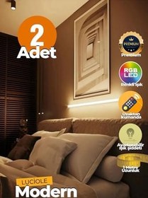 Resim luciole Uzaktan Kumandalı Led Lambader 2 Adet Yatak Üstü, Tv Yanı,Oturma Odası - Rgb Çok Renkli Bdl2 