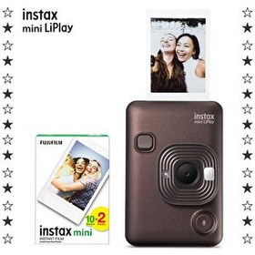 Resim Fujifilm Instax mini LiPlay Hybrid Deep Bronze Fotoğraf Makinesi 20'li Film 