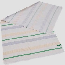 Resim Benetton Home Banyo Peştemal Havlu Çizgili Yeşil Bej Gri %100 Pamuk 80x165 Cm Çok Renkli 