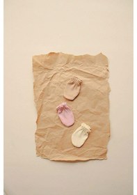 Resim 3lü Krem-bej-pembe Yenidoğan Eldiven Set Model 6 Çok Renkli 