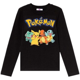 Resim TakeTshirt Pokemon Uzun Kol Çocuk Tişört Siyah 