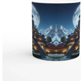 Resim Oğlak Burcu Baskılı Kahve Kupası - Ay Işığında Zodyak Bahçesi Vs3 