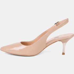 Resim Desa Kadın Ten Slingback Sivri Burunlu Rugan Deri Stiletto 
