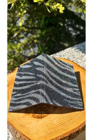 Resim Oasis Life Taşlı Ruhsat Kılıfı Zebra Desen Siyah Gri Beyaz Taş Bekaks 