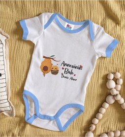 Resim Bitmeyenkartus Bk Kids Kişiye Özel Mavi Bebek Body Zıbın - Model 41 Çok Renkli 