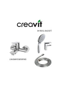Resim Creavit Sh150 Mafsallı El Duş Seti 3f Ve Liva Banyo Bataryası Krom 