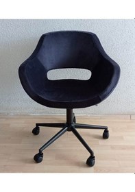 Resim Kamusalmarket Sekreter Koltuğu Siyah Metal Ayaklı Döküm Sünger 