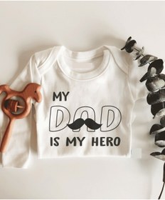 Resim Genel Markalar My Dad Is My Hero Uzun Kol Çıtçıtlı Organik Bebek Body 