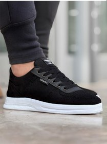 Resim Ghattix Erkek Keten Günlük Sneaker Ayakkabı Siyah Siyah 