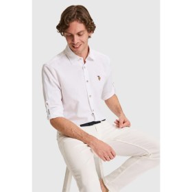 Resim U.S. Polo Assn. Erkek Keten Karışımlı Beyaz Uzun Kollu Basic Gömlek 50320262-VR013 
