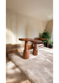 Resim Wood Ahşap 2'li Set Ürgüp Mantar Yan Sehpa Modern Kestane Renk 
