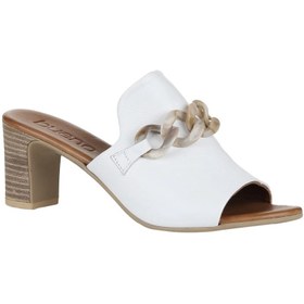 Resim Bueno Shoes Beyaz Deri Kadın Topuklu Terlik 01wu9502 